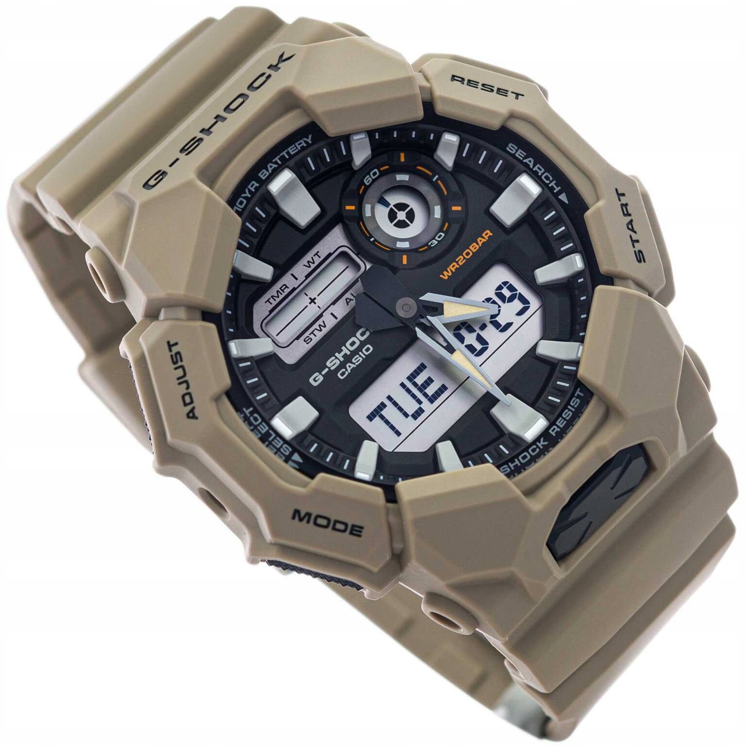 Pánské hodinky Casio GA-010-5AER G-shock béžové, sportovní řemínek, vodotěsnost 200M
