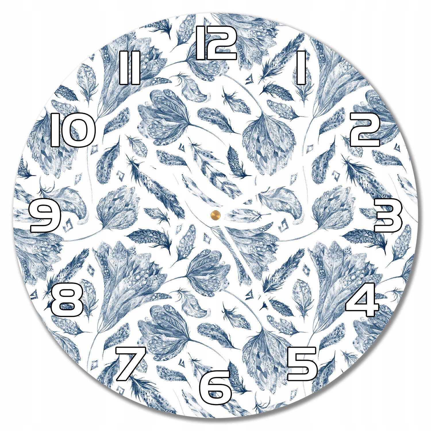 

Ścienny zegar szklany Boho niebieskie liście f30
