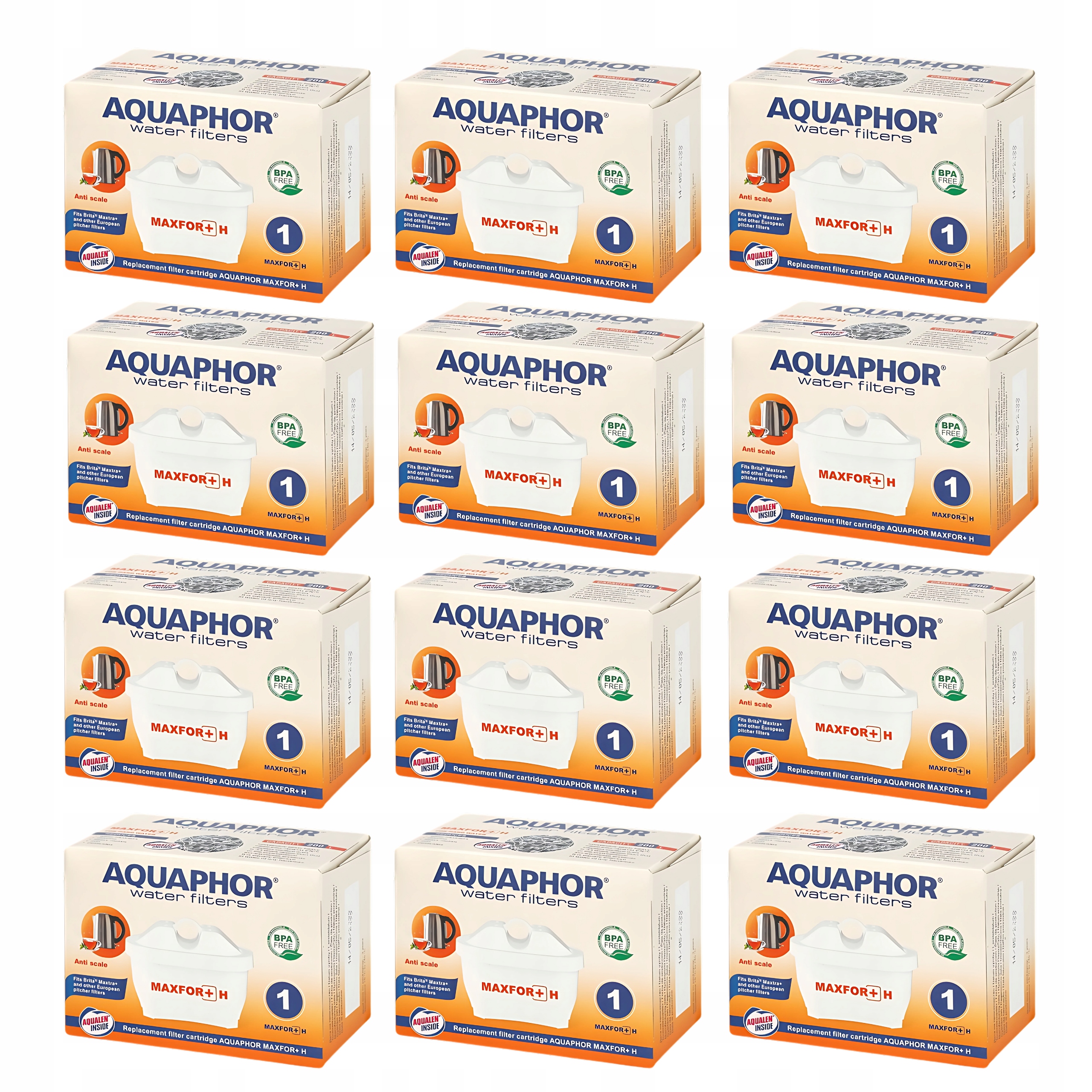 Filtry na vodu změkčující tvrdou vodu pro tvrdou vodu Aquaphor Maxfor+ H, 12 Ks