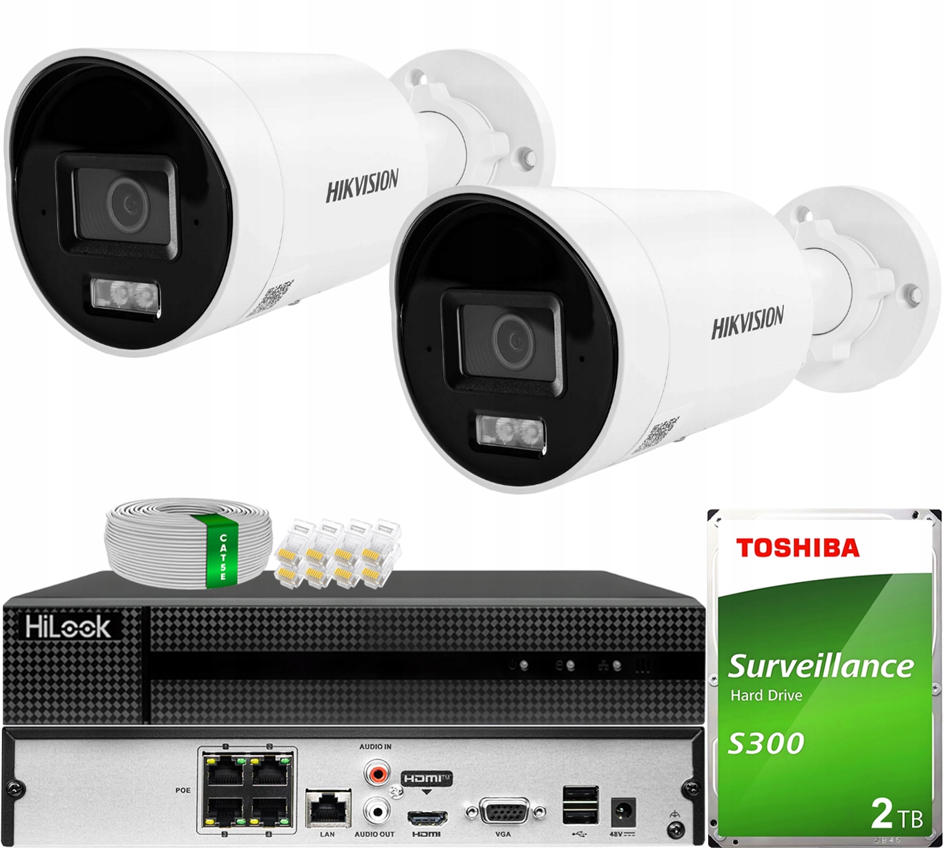 Monitorování pro 2 Ip kamery 6MPX Smart Hybrid Hikvision Acusense Led+ir 2TB