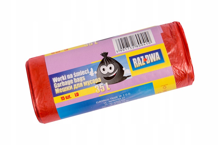 

Worki na odpady Raz Dwa Ldpe czerwone 35L 15szt