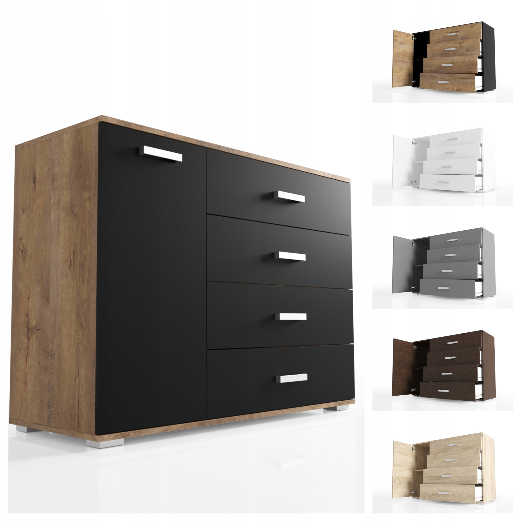 Komoda se zásuvkami 120 cm VK07 Deska 18 mm O-sofa 1-dvéřová Loft Barvy