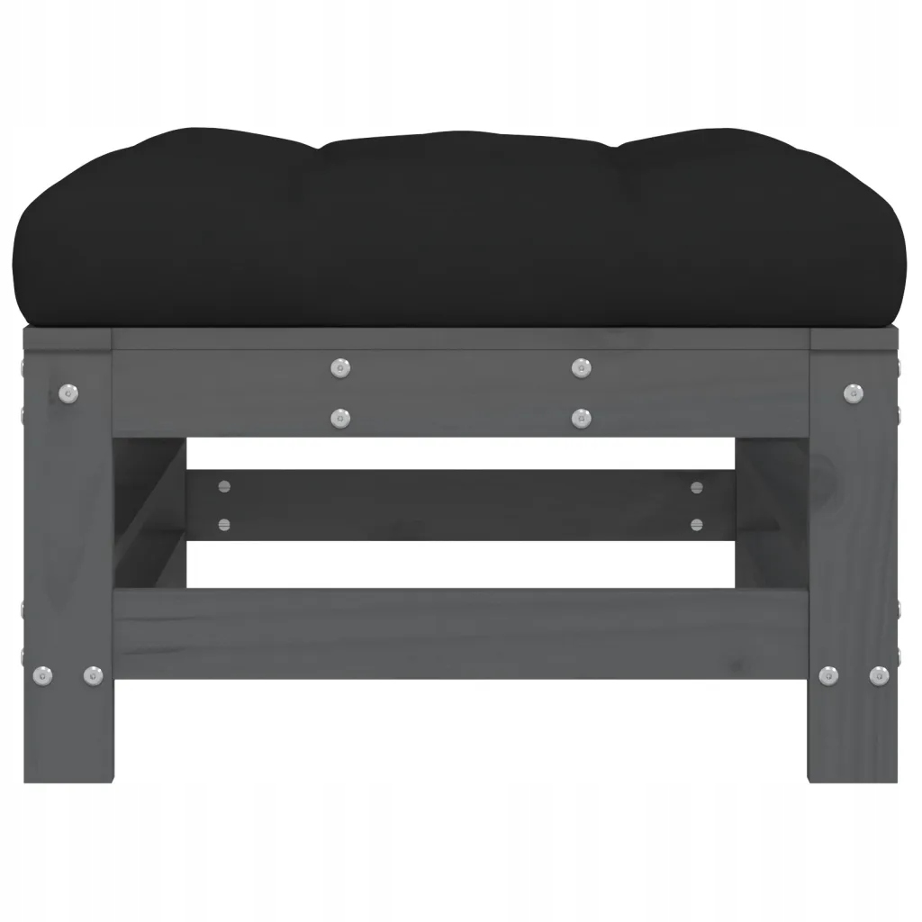 Podnóżki ogrodowe z poduszkami, 2 szt., szare, drewno sosnowe Model 825697