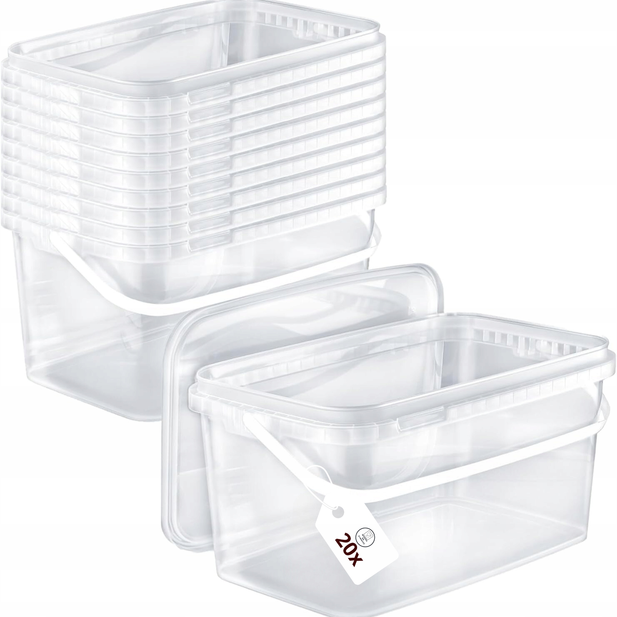 Kbelík obdélníkový 20 x 5 l na potraviny Transparentní