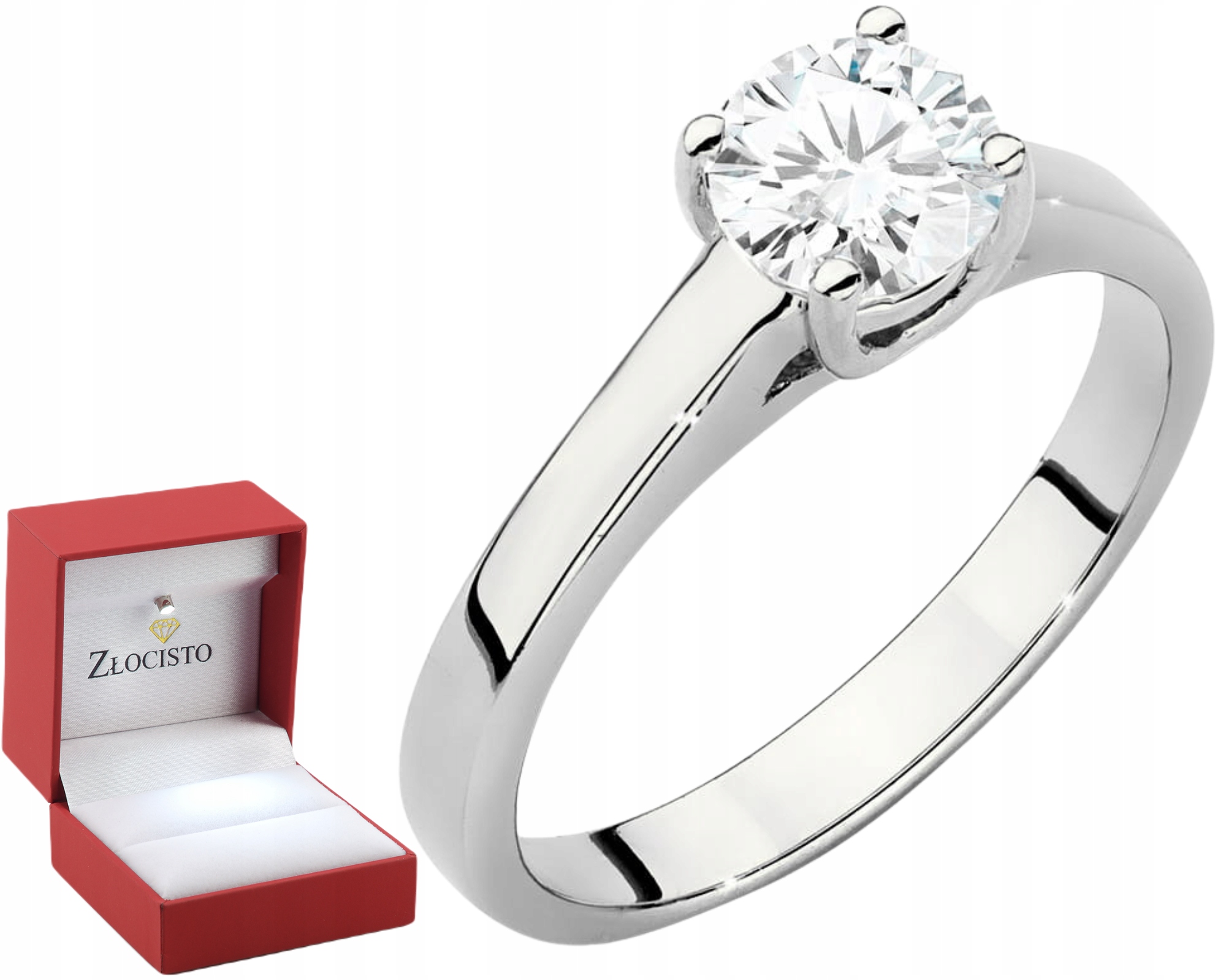 Elegantní Prstýnek 585 Bílé Zlato Laboratorní Diamant Dárek