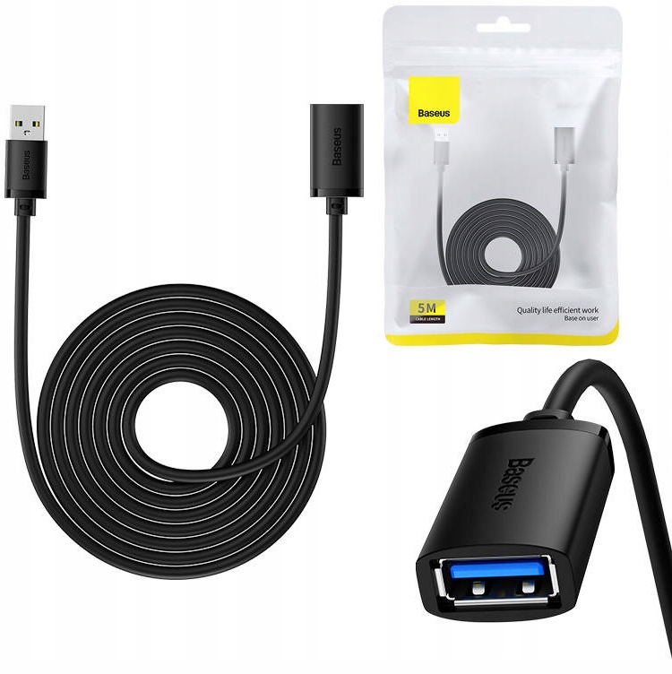 BASEUS KABEL USB-A MĘSKI - ŻEŃSKI PRZEDŁUŻACZ PRZEJŚCIÓWKA USB 3.0 5M