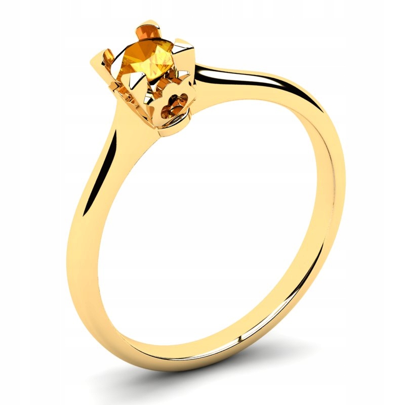 

Pierścionek Złoty Pomarańczowa Cyrkonia 4,0MM 14KR