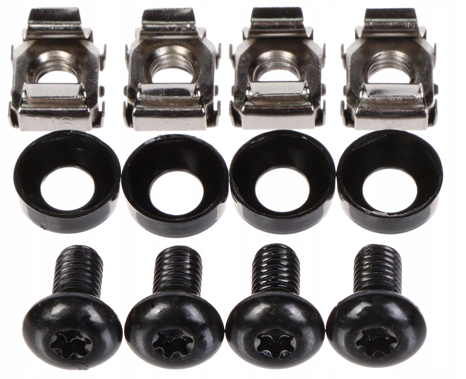 ŚRUBY MONTAŻOWE CZARNE M6 DO SZAFY RACK ŚRUBKI 4 SZTUKI