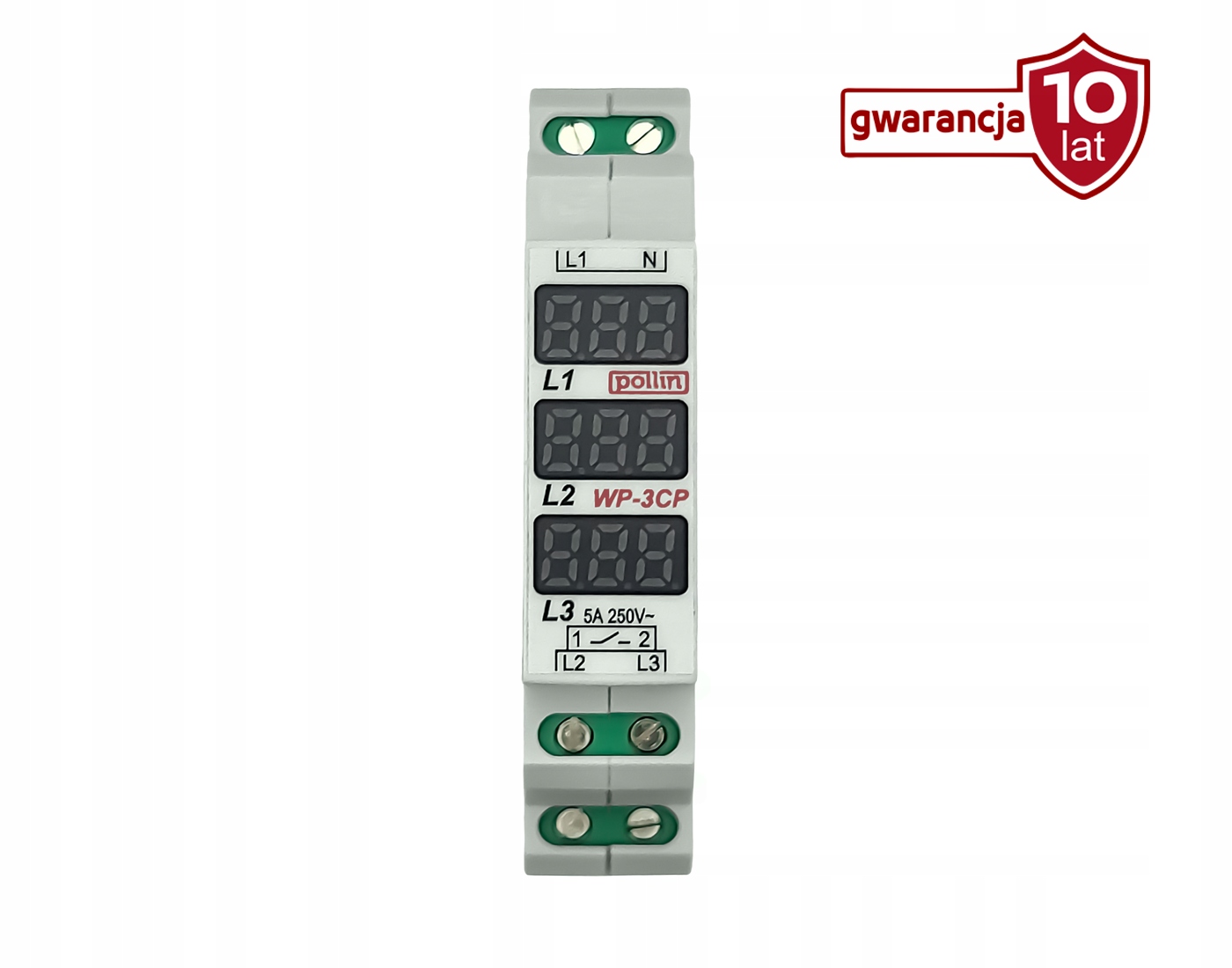 3-fázový voltmetr s signalizací poruchy, kontakt 5A, Din 1 modul WP-3CP
