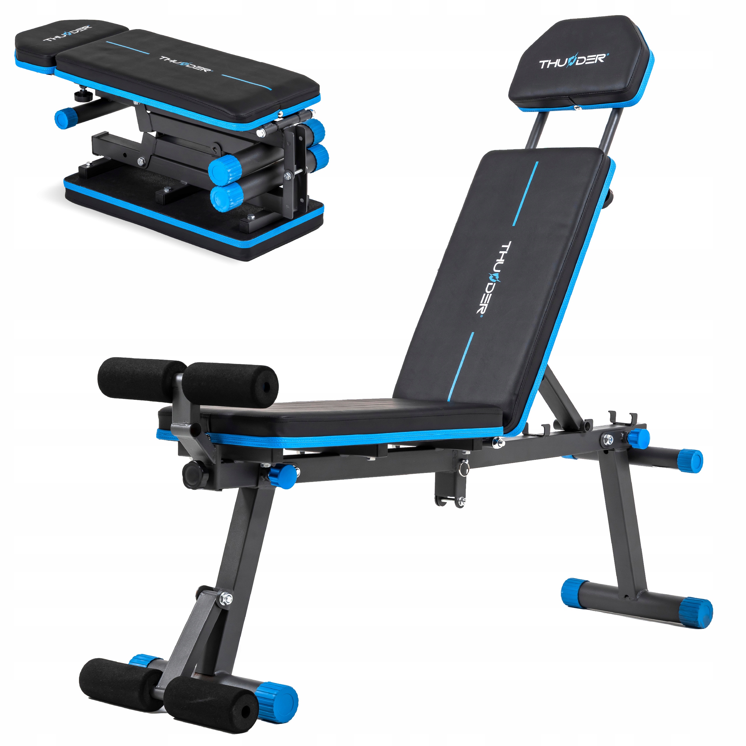 Ławka treningowa regulowana skośna Thunder ławeczka do ćwiczeń składana