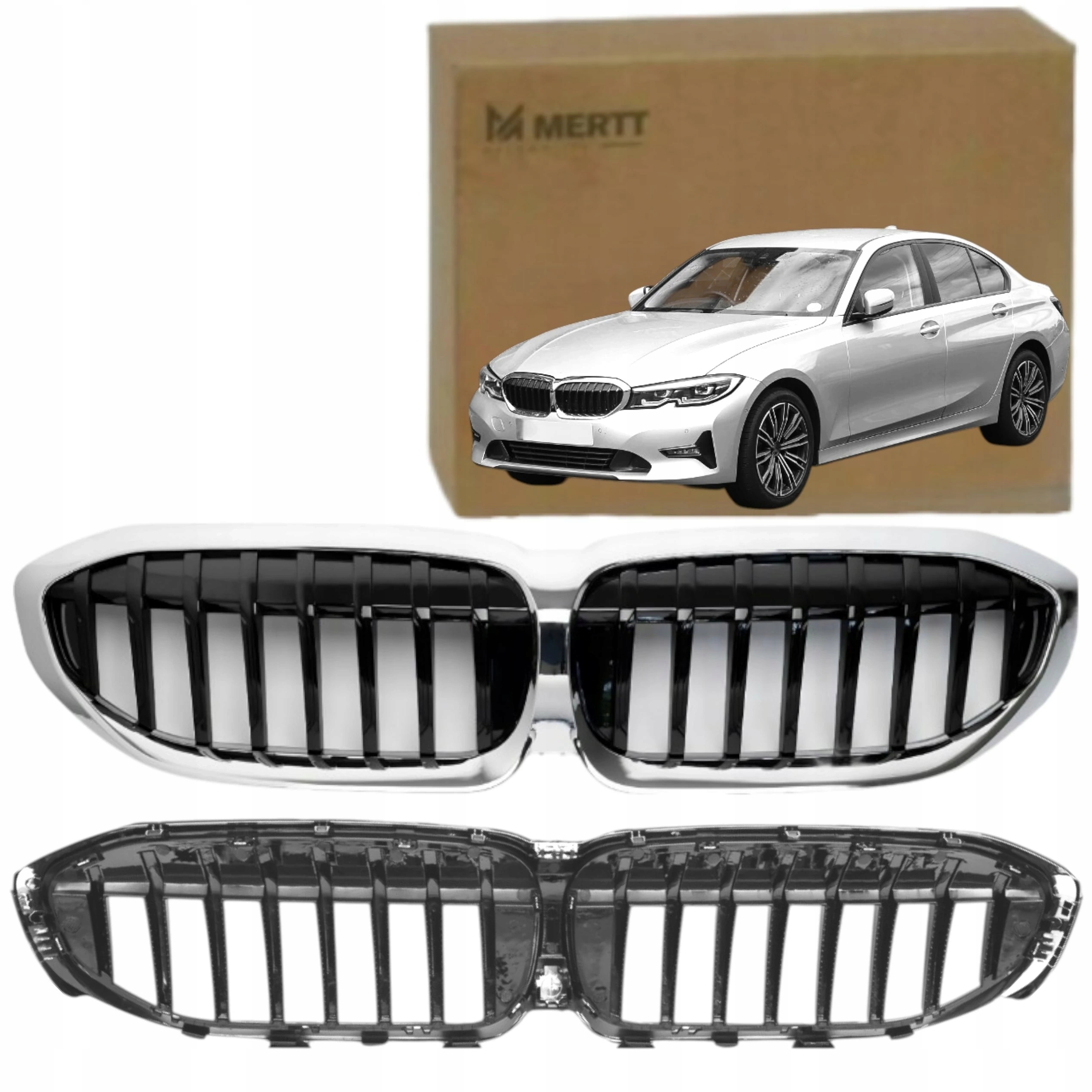 Gril Nerki Kratka atrapa Bmw 3 G20 G21 19- černý lesk Chrom 51138075665