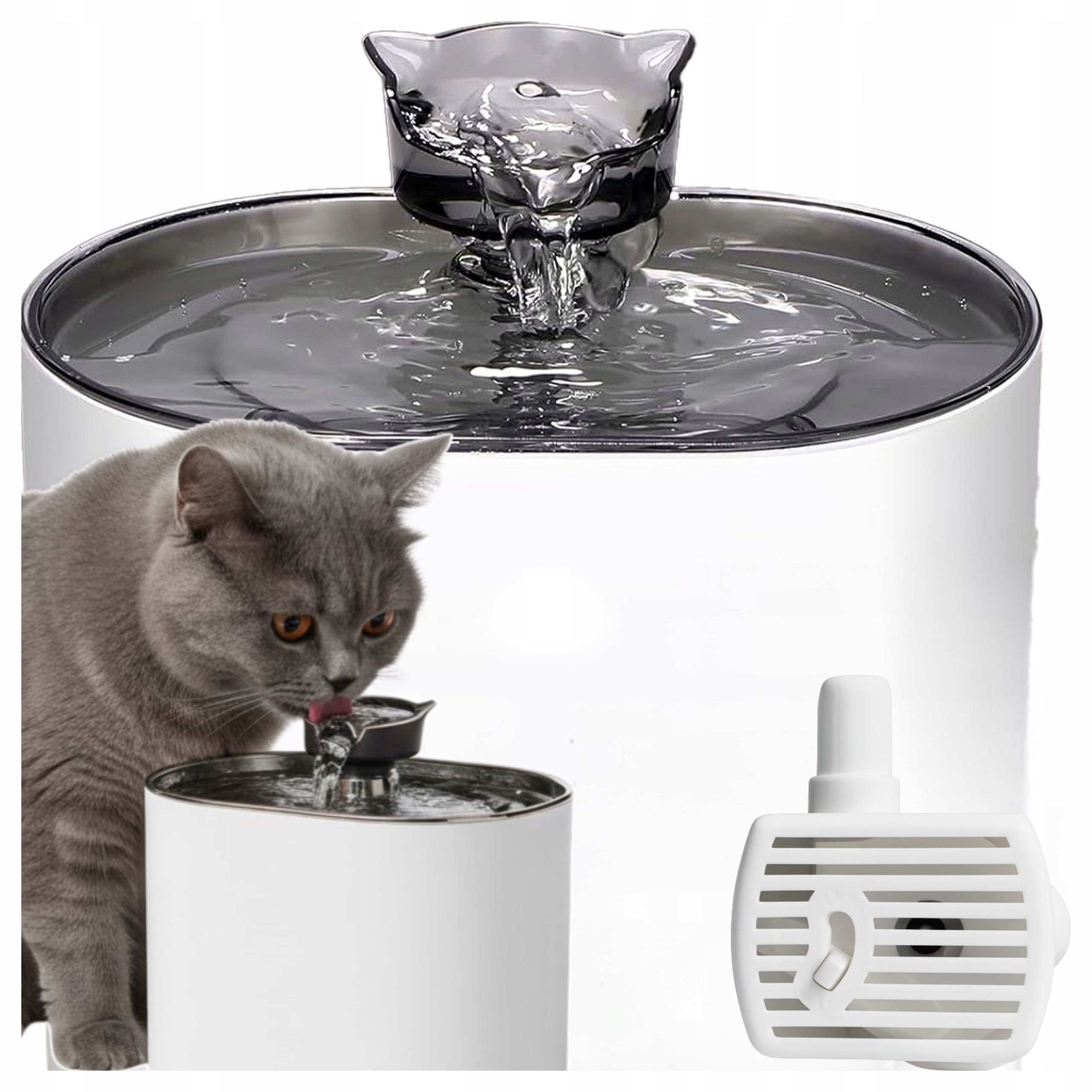 Levně Fontána pro kočky Napáječka Miska Automatická Napáječka 2,2 l Tichý filtr