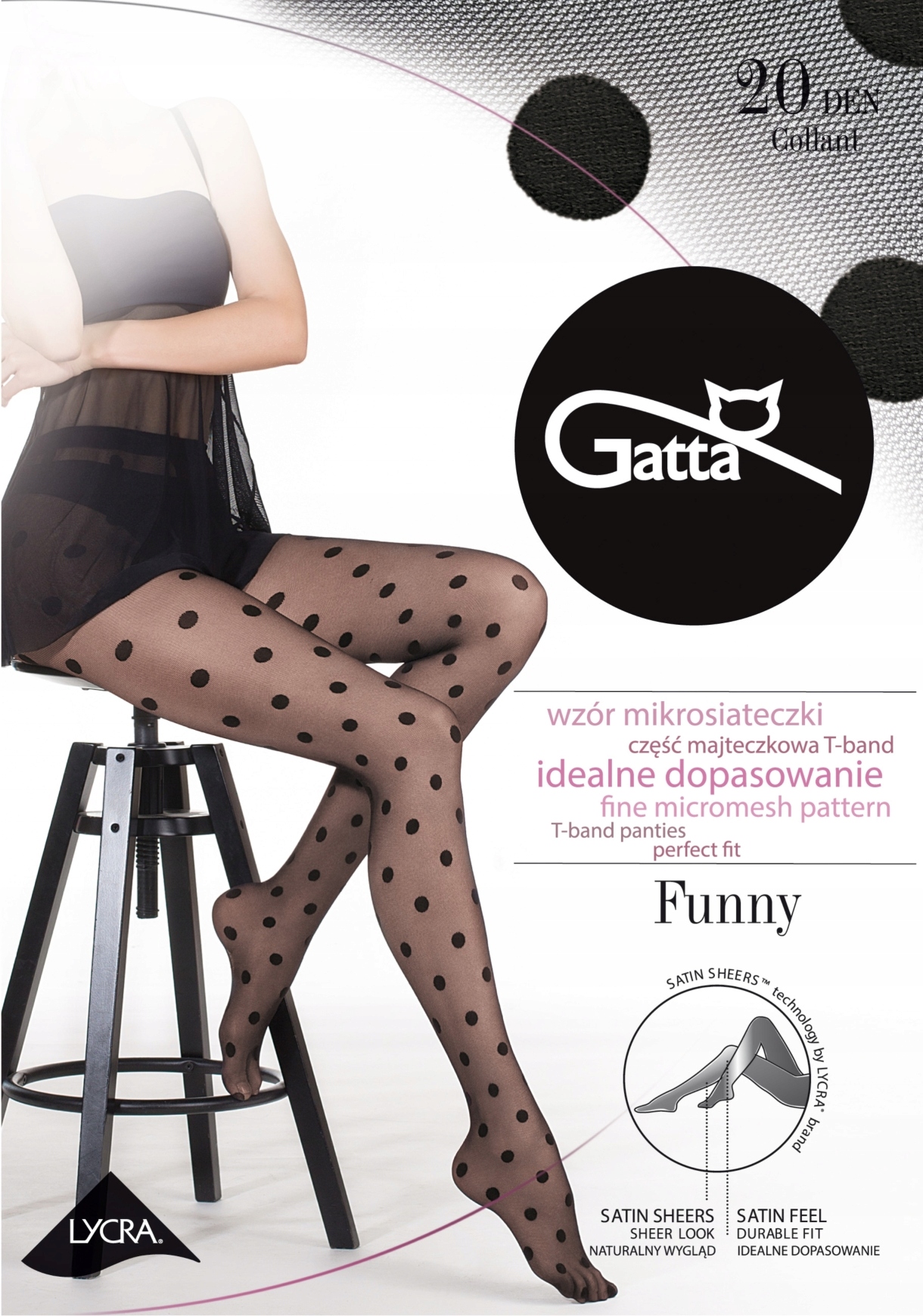 

Gatta rajstopy Funny 07 grochy 20 den 4 nero
