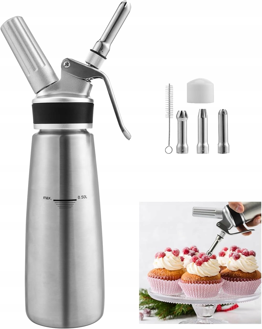 Sifon Na Šlehačku Poj. Nerezová ocel nový 0,5L