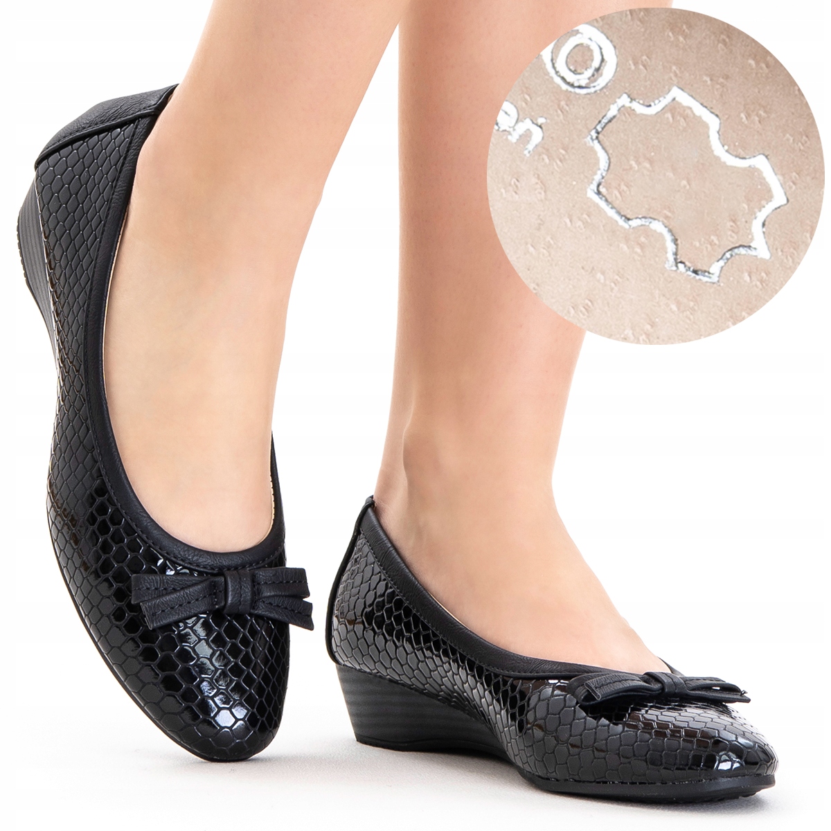 Polobotky na koturnu v.KŮŽE, lehké baleríny, elegantní Wojtyłko 37