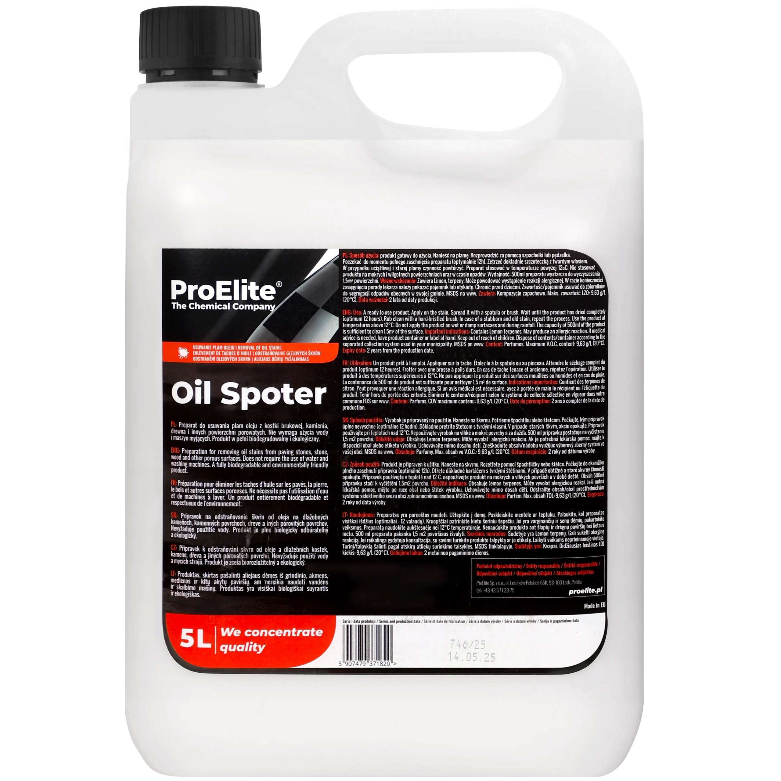 Preparat do usuwania plam oleju z kostki brukowej ProElite Oil Spoter 5L