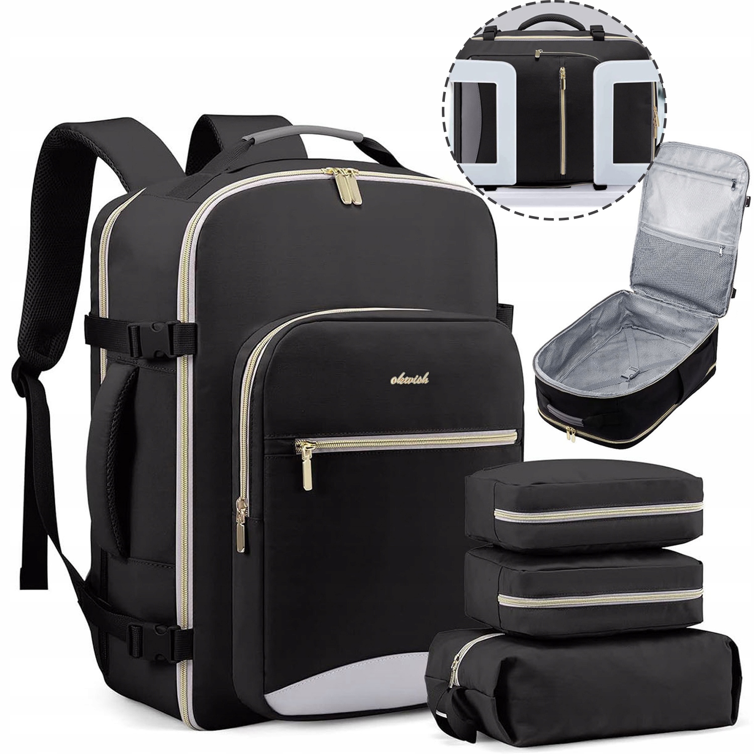 ZESTAW PLECAK PODRÓŻNY NA POKŁAD SAMOLOTU LAPTOPA BAGAŻU TORBA SZKOLNA UNISEX