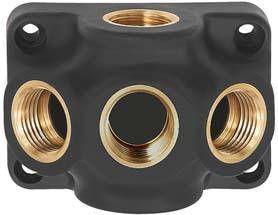 Rozdeľovač koncových prvkov, vnútorný závit 1xG3/4", prípojky 3xG1/2" Riegler