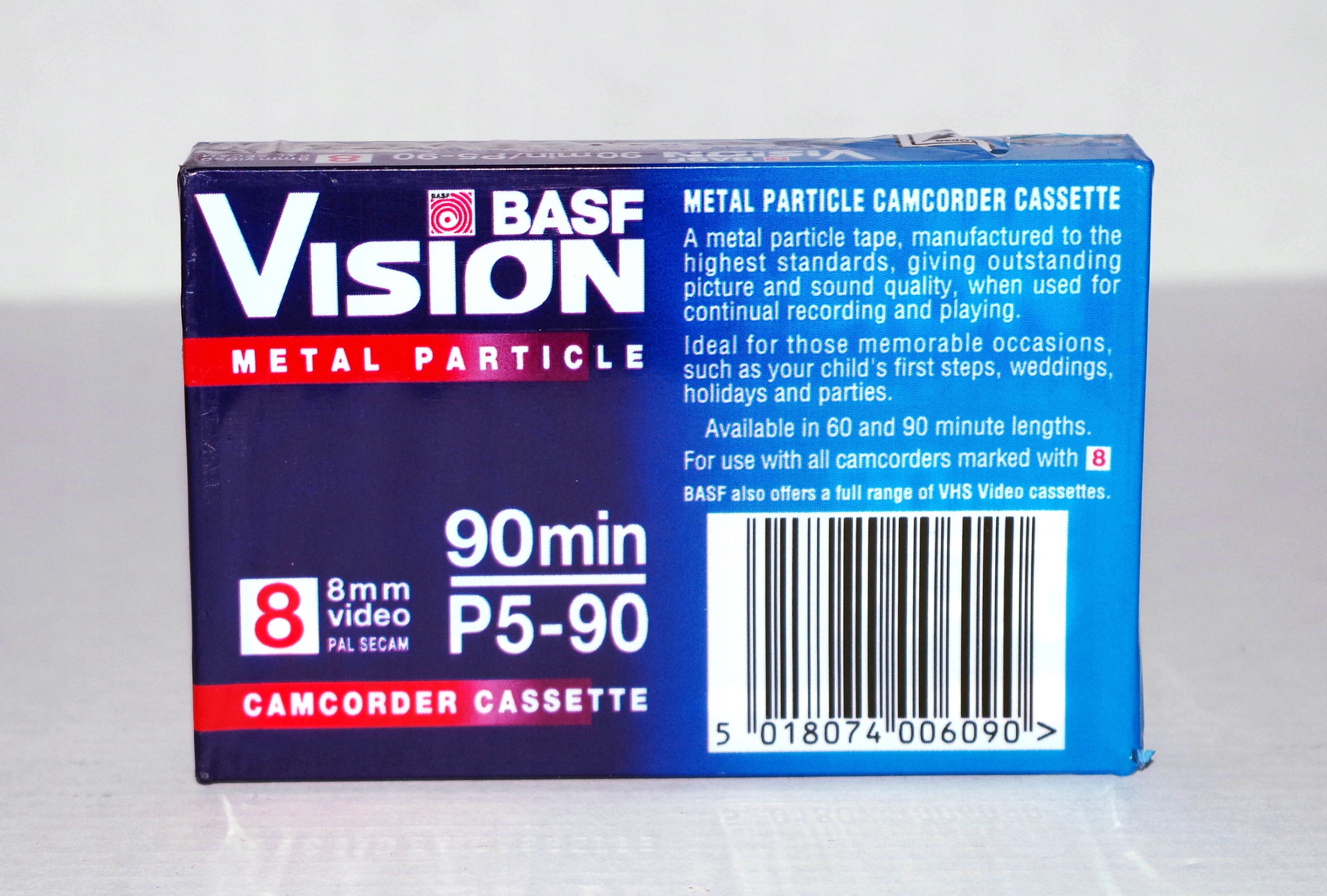 BASF Vision P5 *Video 8* Metal NOWE kasety 8mm do kamer * Jedyne Najtaniej! EAN (GTIN) 5018074006090