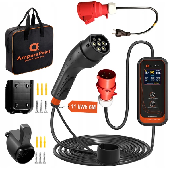 Ładowarka mobilna Ev Ampere Point P11 11 kW 6M torba 8-16A licznik
