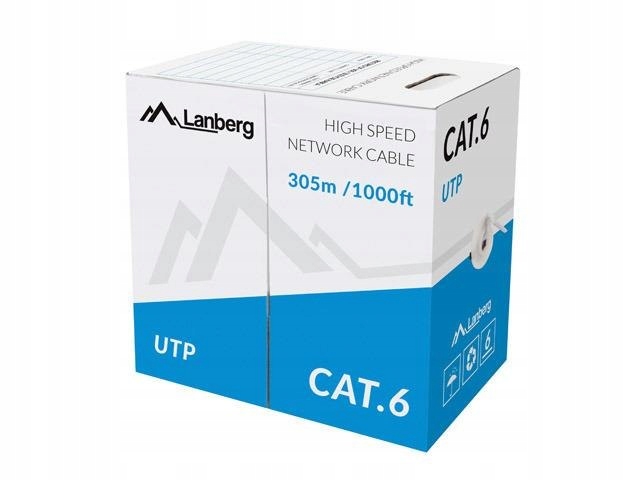 Kabel Utp Lanberg kat. 6 305m drut Cu szary