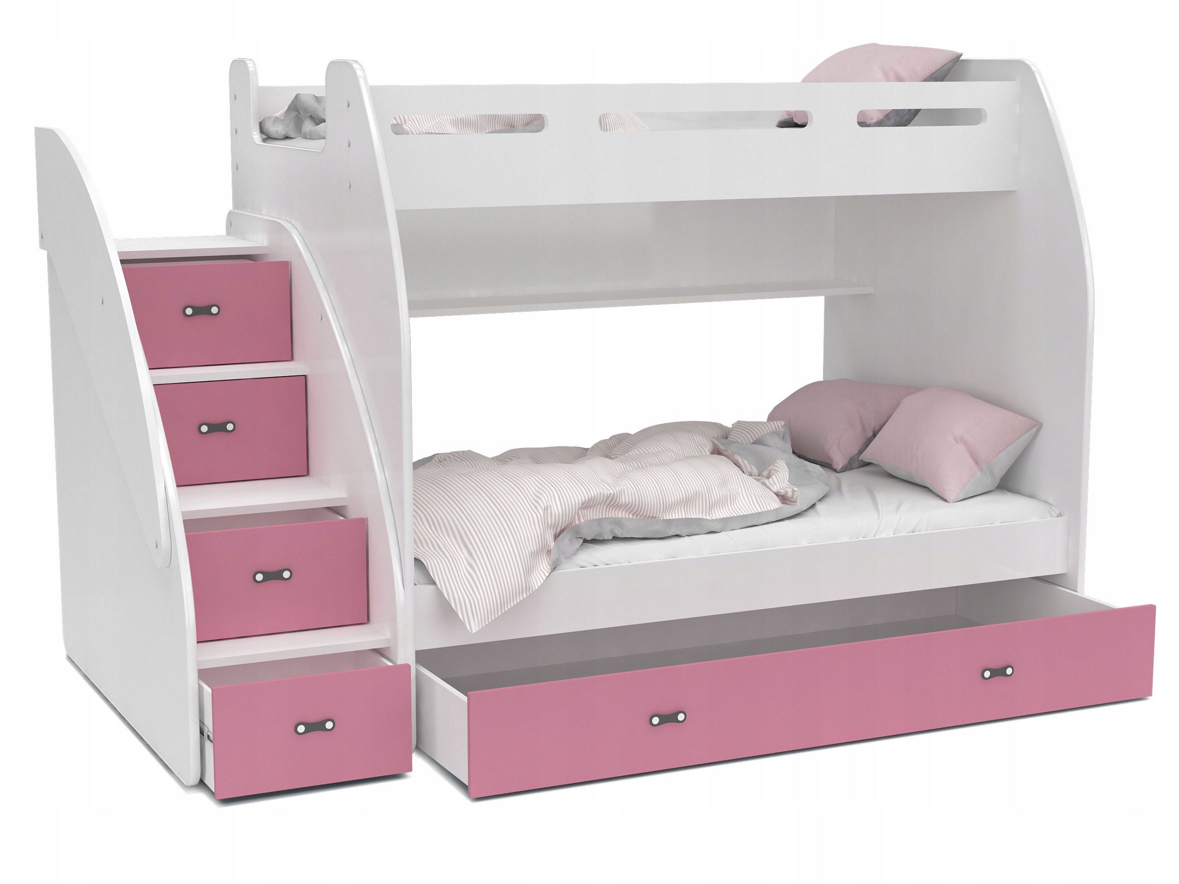 двухъярусная кровать ДЖОЗИ роз лестницы ящики