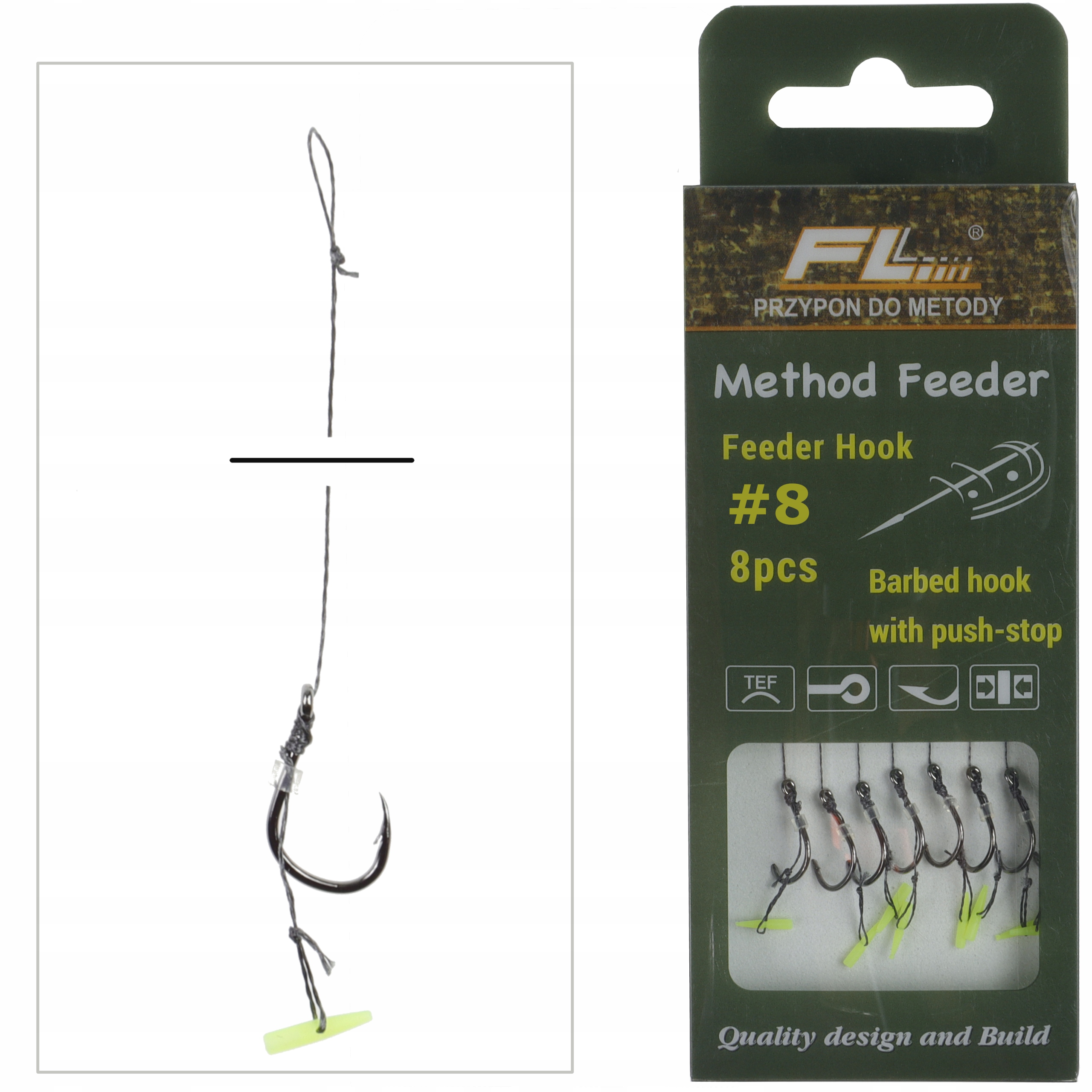 

Haczyki Method Feeder 8 Push Stop plecionka Fl
