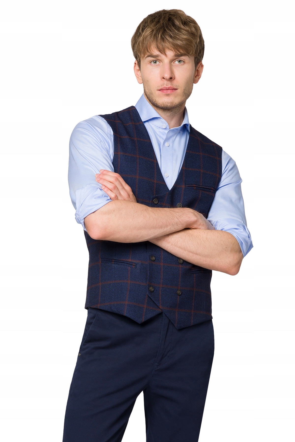 Kamizelka Granatowa w Kratę Lancerto Malmo 2XL
