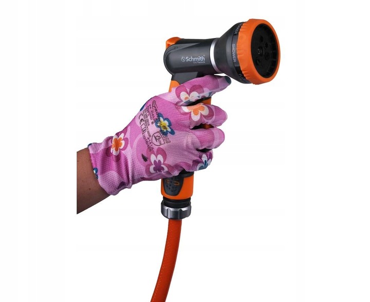 RĘKAWICE ROBOCZE DAMSKIE OGRODOWE POWLEKANE RĘKAWICZKI KOLOROWE KWIATKI 8 M Rozmiar 8