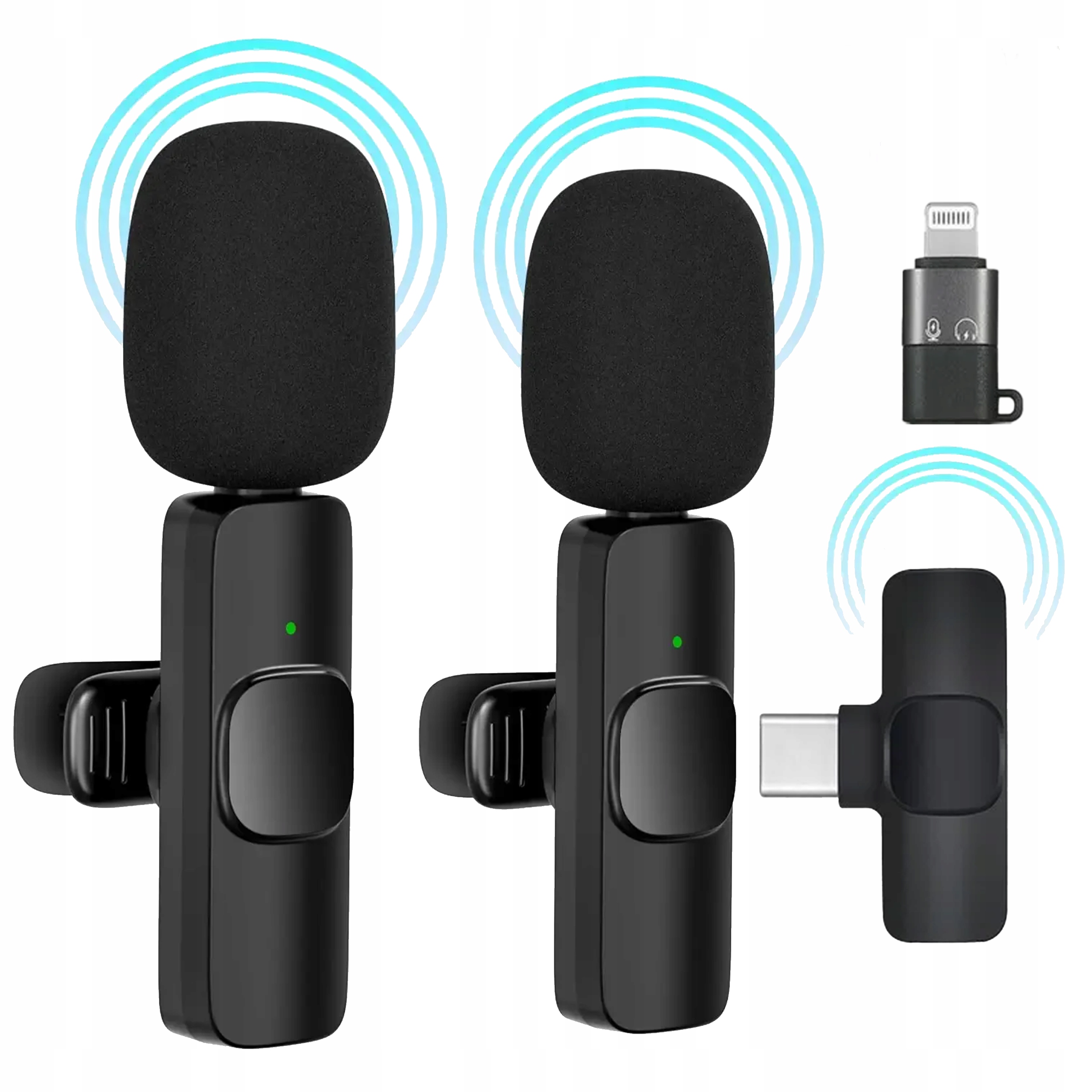 MIKROFON KRAWATOWY BEZPRZEWODOWY IPHONE BLUETOOTH USBC DO TELEFONU PODWÓJNY