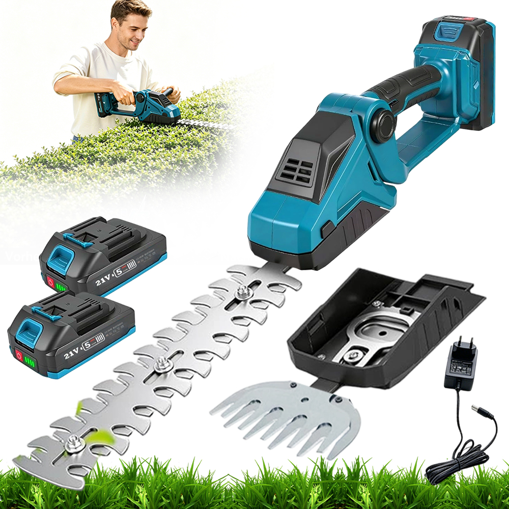 Akumulátorové Nůžky Na Trávy Keřů Živého Plotu 21V Zahradní nůžky 280W 2Ah +2AKU