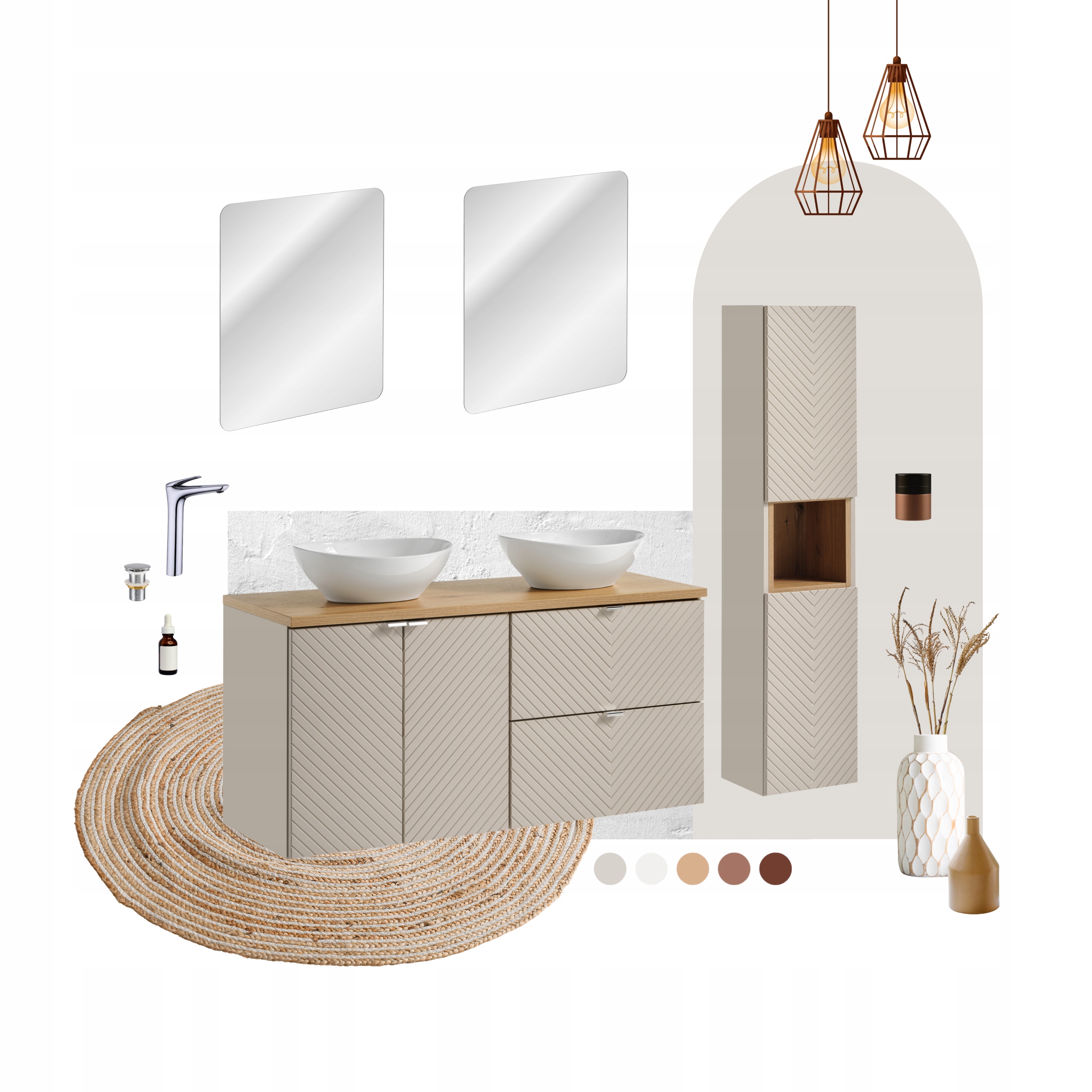 Nábytková sestava 60 cm s umyvadlem Dance a vysokou skříňkou