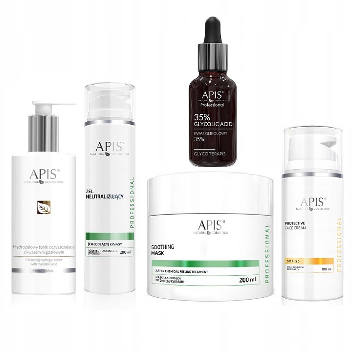 Apis Kyselá Sada Kyselina Glykolová 35% Tonikum Neutralizátor Maska Krém SPF50
