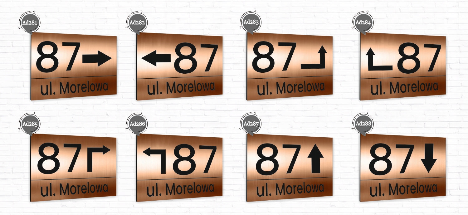 Tabliczka ADRESOWA NA DOM NUMER DOMU ZE STRZAŁKĄ Materiał aluminium