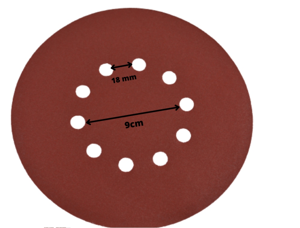 PAPIER ŚCIERNY KRĄŻEK NA RZEP DO ŻYRAFY 225mm P150 na płótnie 10 sztuk BRĄZ