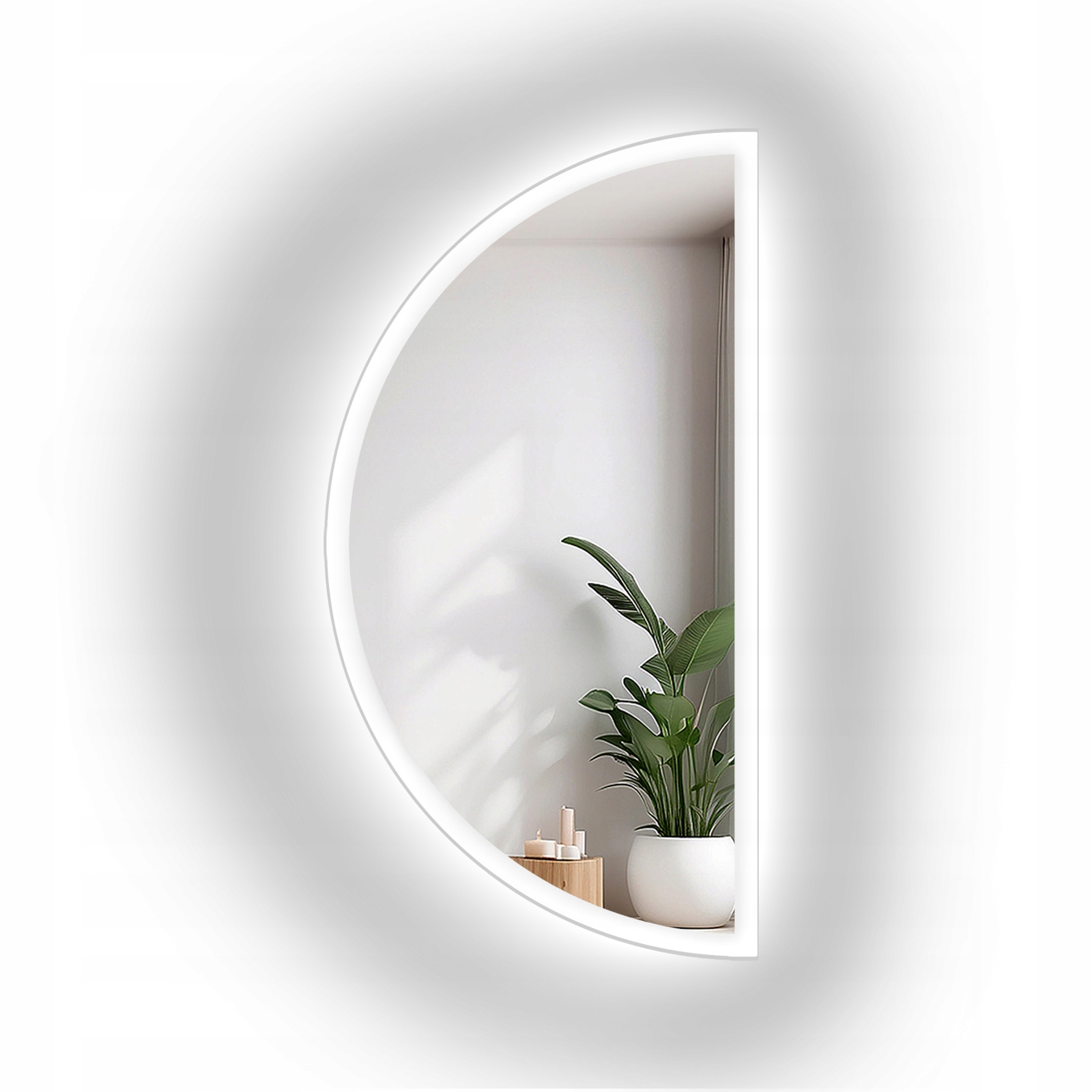 Zrcadlo půlkruhové Helena II pískované s Led podsvícením 70x140 cm