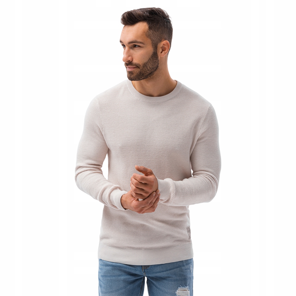 

Sweter męski basic casual E185 beżowy XXL