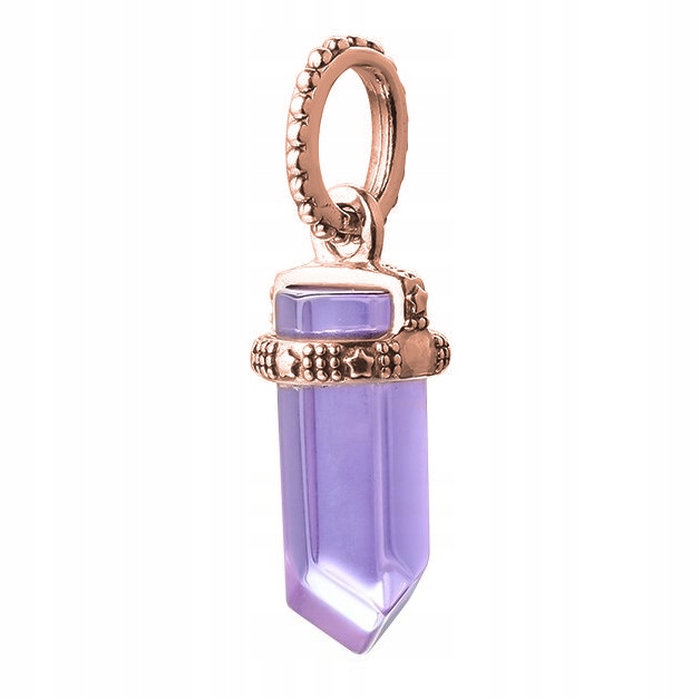 Šperky pozlacené s fialovým krystalem Dlouhý fialový kámen Stříbro 925