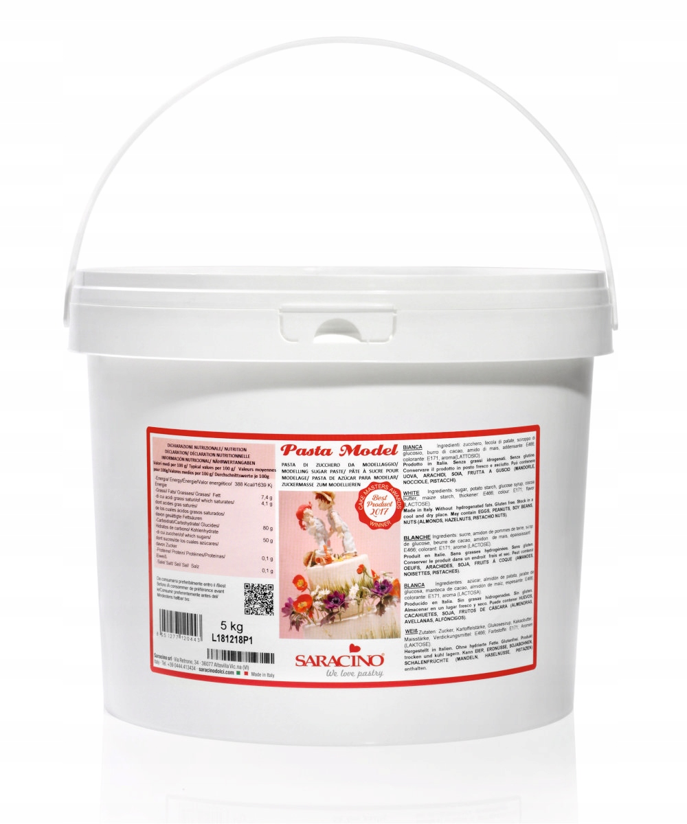 Masa Cukrowa Biała 5kg Włoska Saracino Lukier Plastyczny Biały