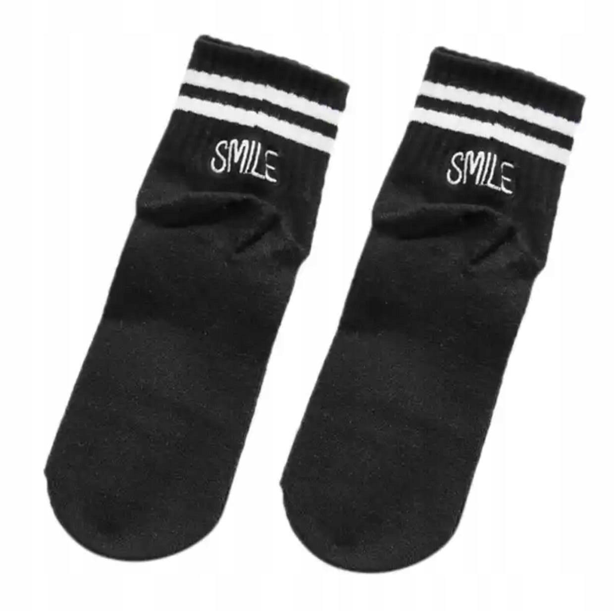 

Skarpetki czarne z paskiem napis smile unisex