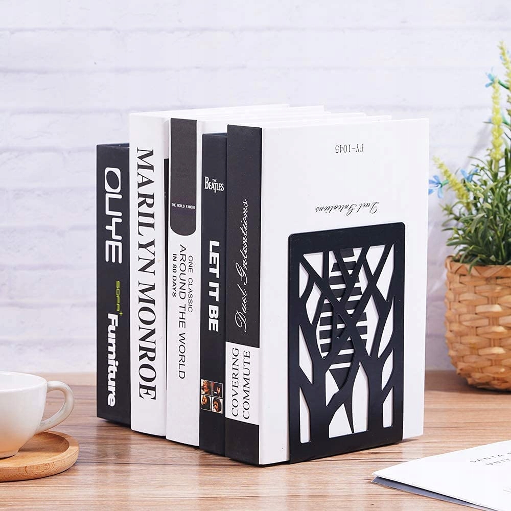 2x PODPÓRKA DO KSIĄŻEK PODPÓRKI ANTYPOŚLIZGOWE CZARNE METALOWE LOFT STOJAKI Szerokość produktu 12 cm