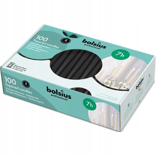 Stolní svíčky Bolsius Szpica 240/23 100 kusů černé