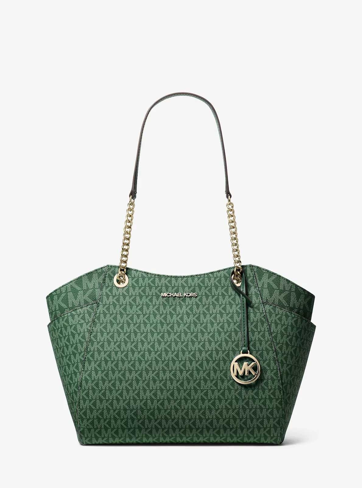 Michael Kors dámská kabelka Jet Set Signature Large Logo zelená