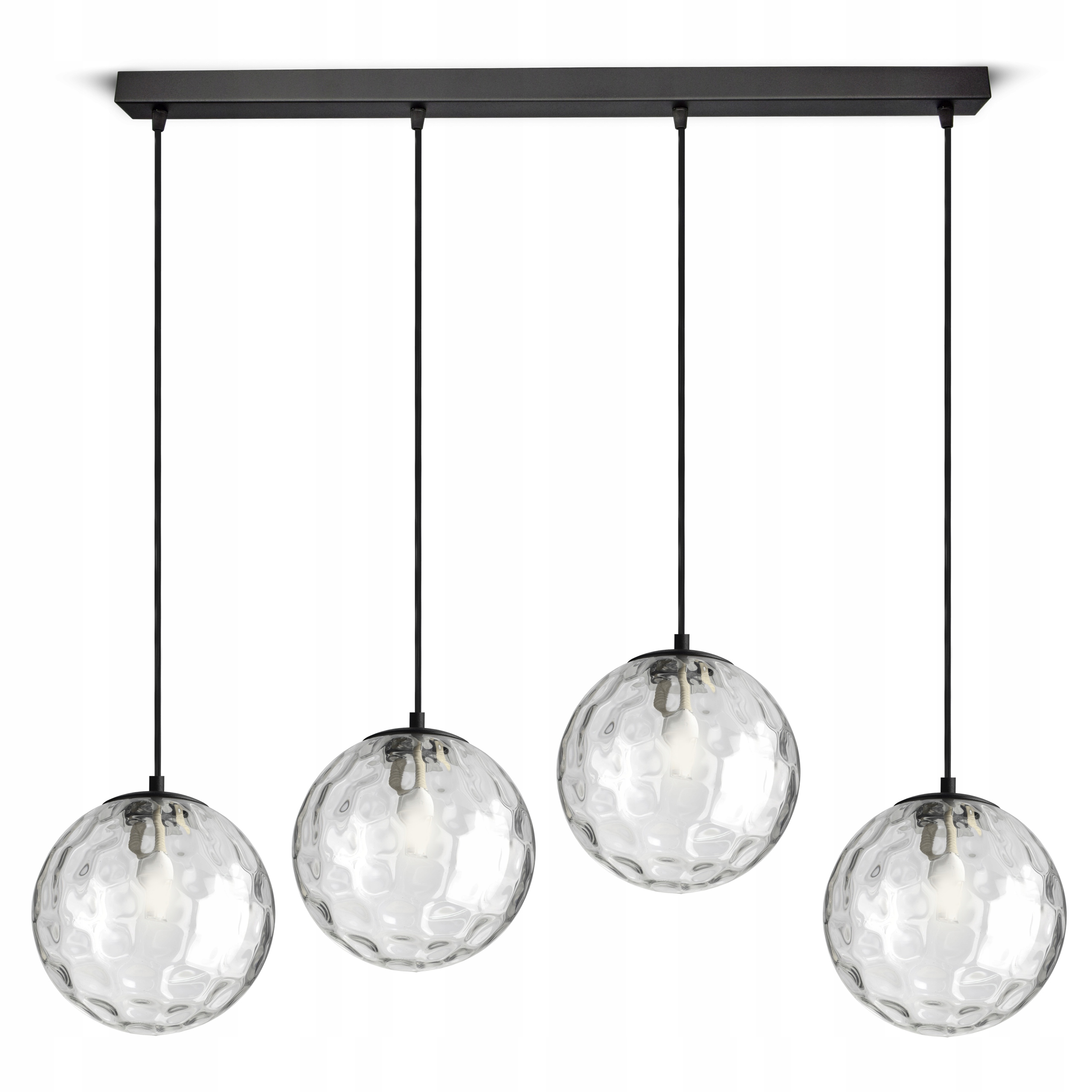 Veľká závesná stropná lampa Luster Štyri sklenené gule Priehľadné