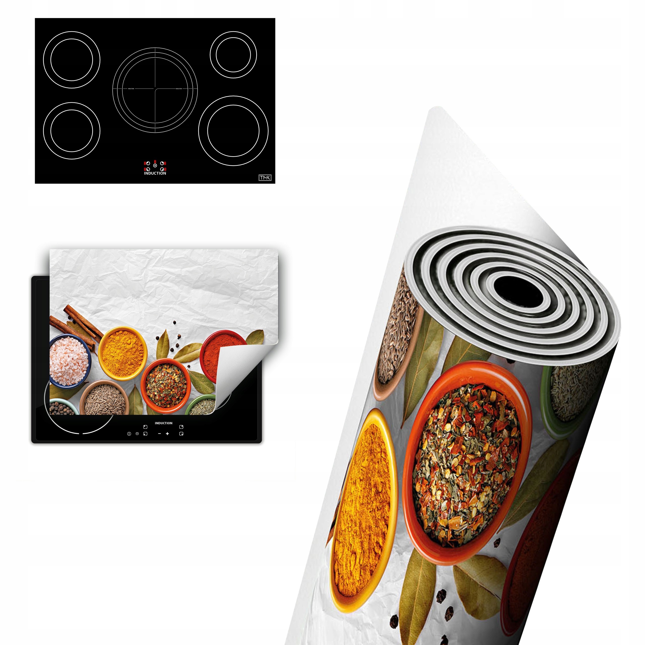 Vinylová Ochrana Na Indukci Deska 80x52 bílá koření