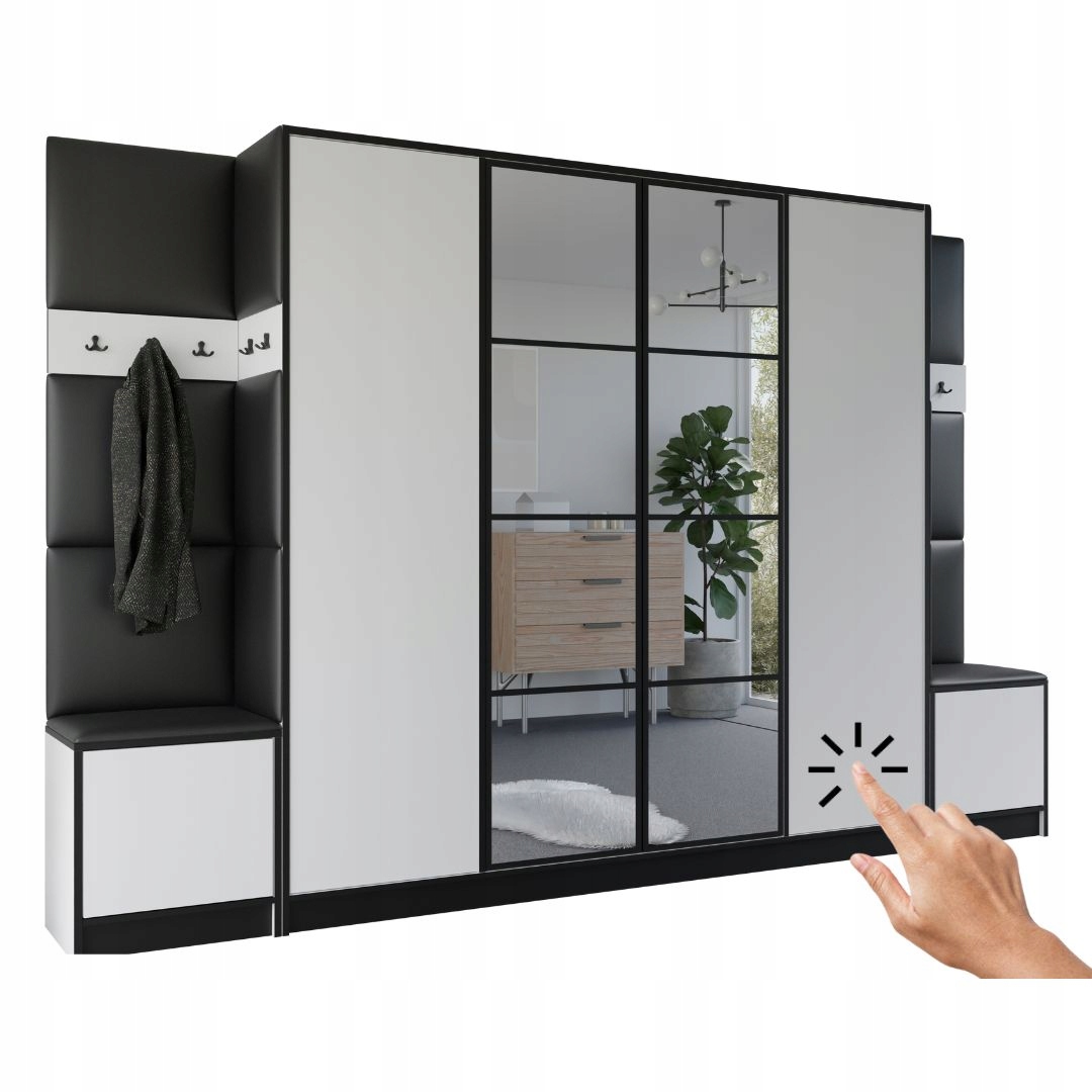 Šatní skříň Costa 17 bílá ekokůže černá Vzor 1