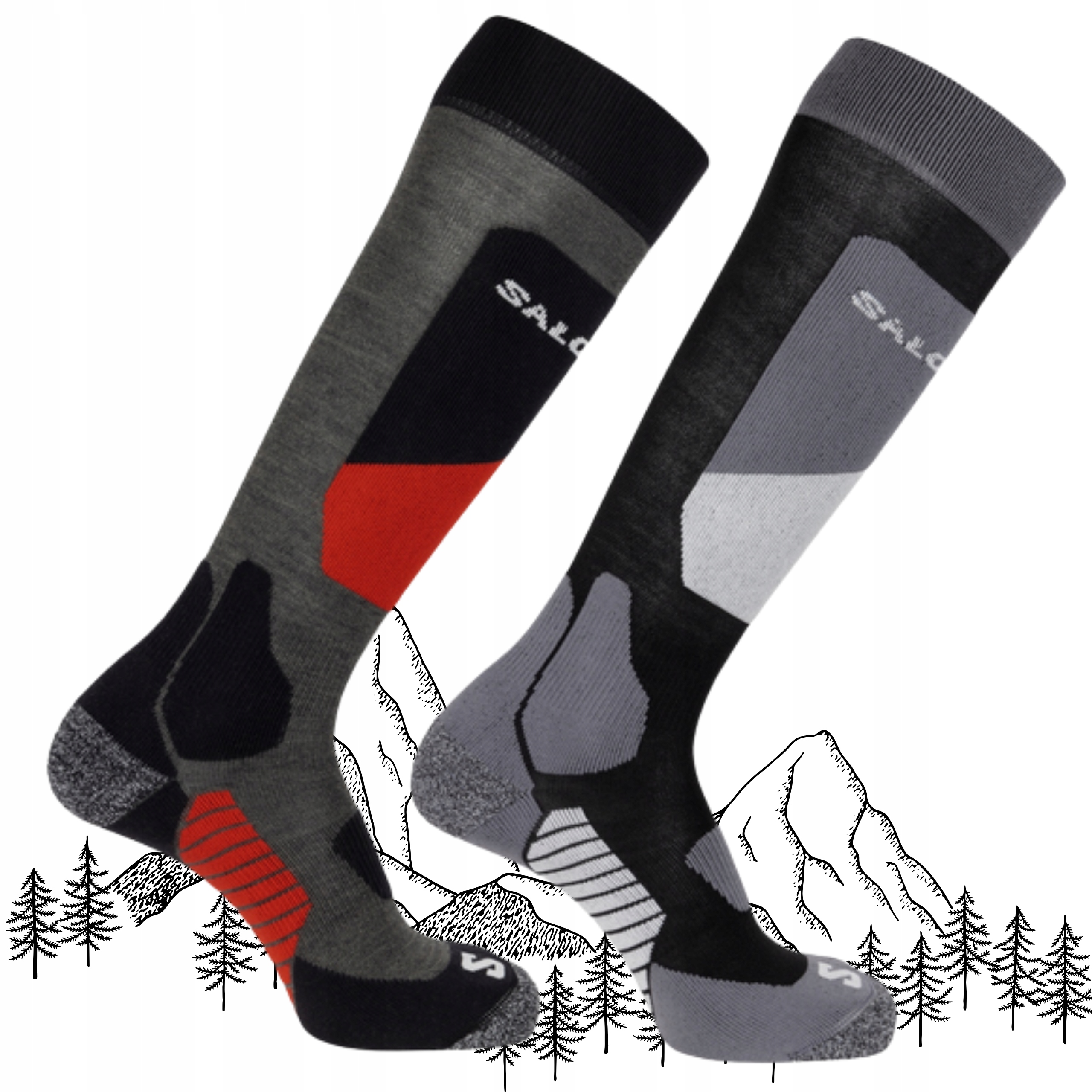 Ciepłe Skarpety Narciarskie Skarpetki Merino Salomon S/Access 2 Pary 36-38