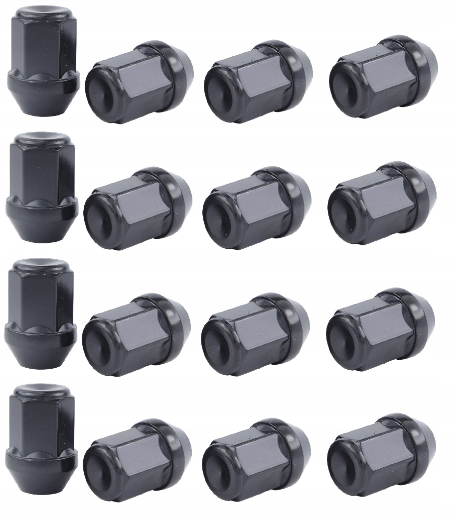 

16 szt Nakrętki do felg czarne M12x1,5 Made In Eu