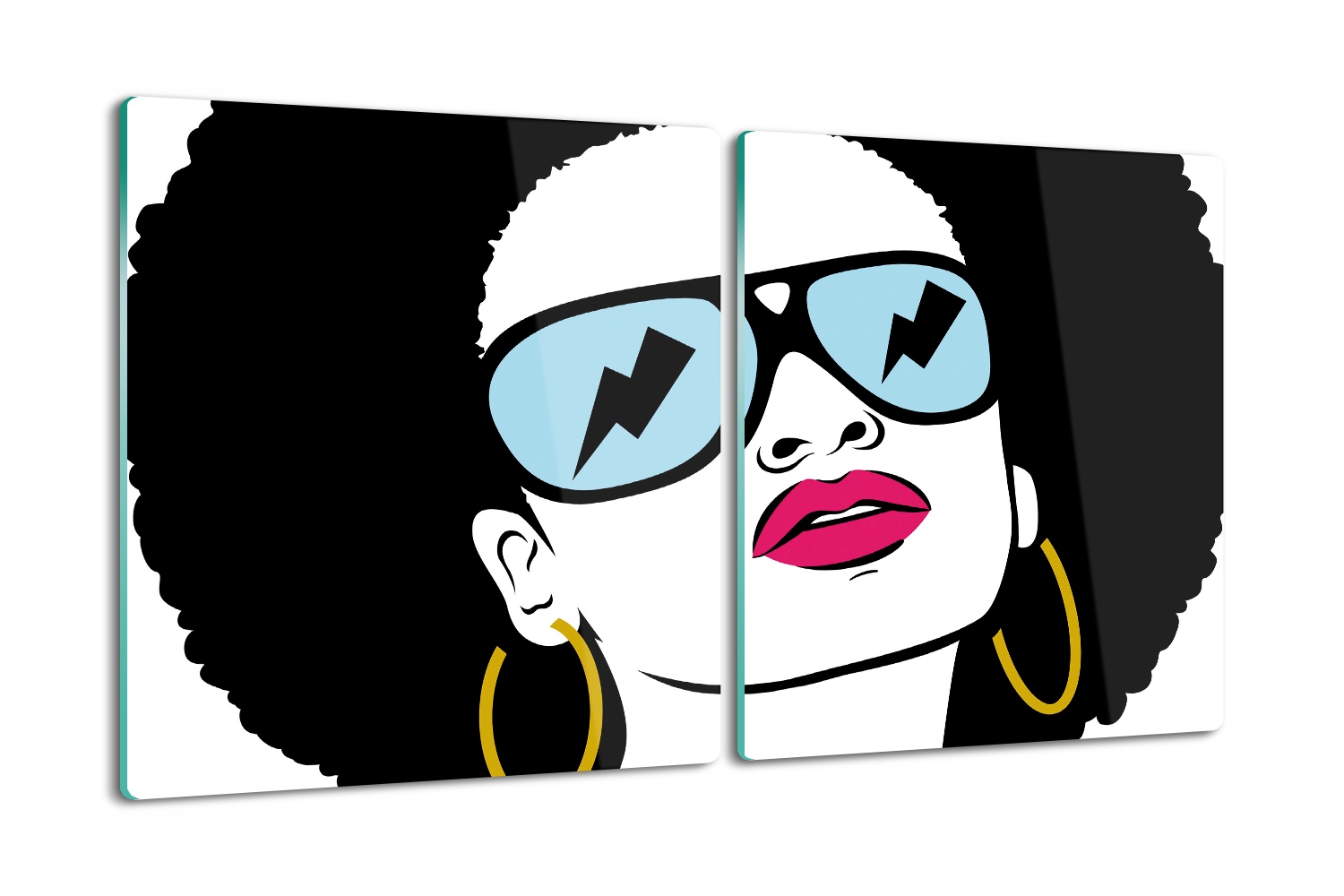 Skleněná deska do kuchyně Krájení Podložka 2x40x52 Žena afro účes