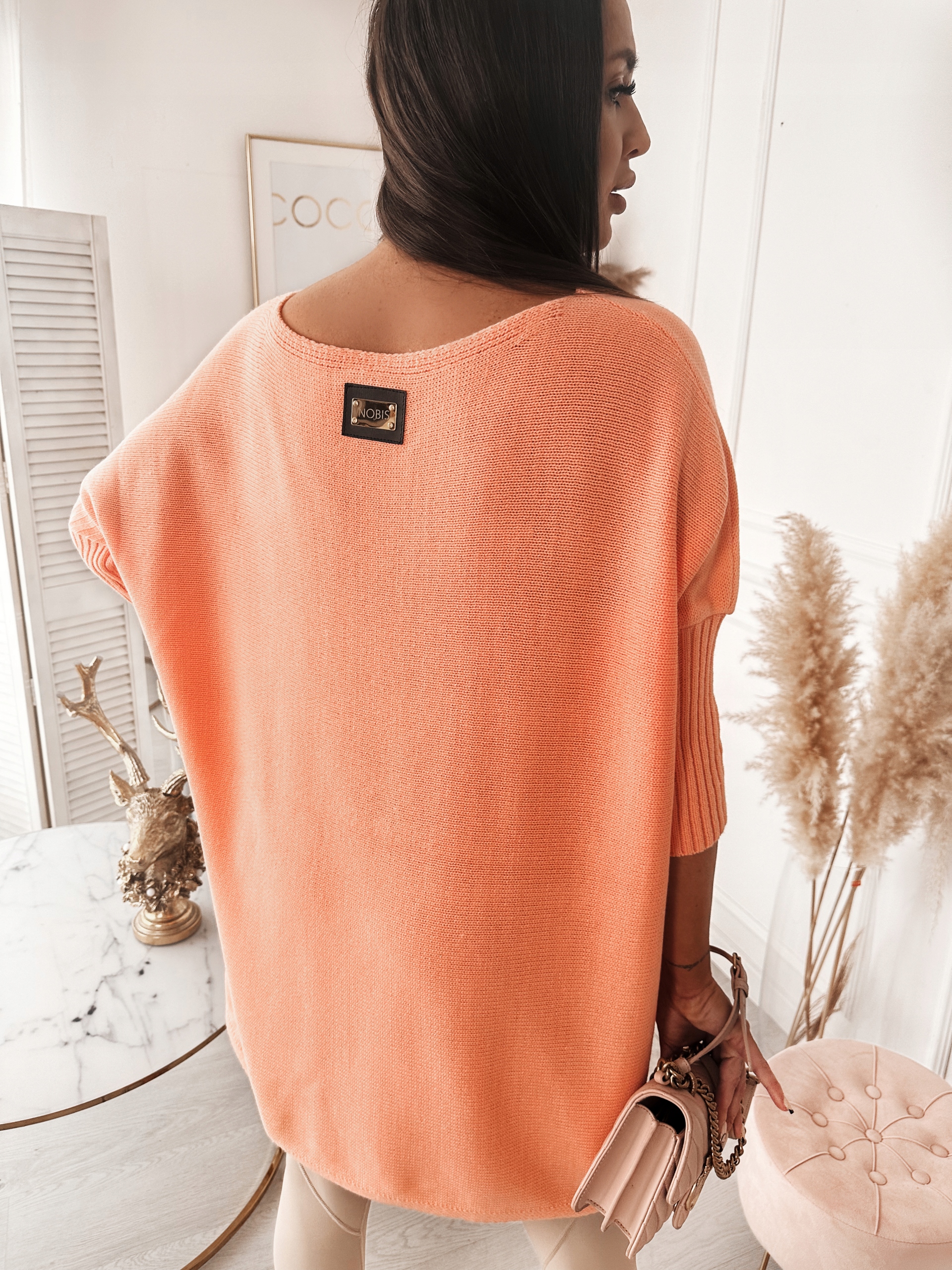 Velký oversize svetr plus size Nobis meruňka